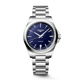 Longines Conquest 38mm Blue Sandblasted Dial & Stainless Steel Watch