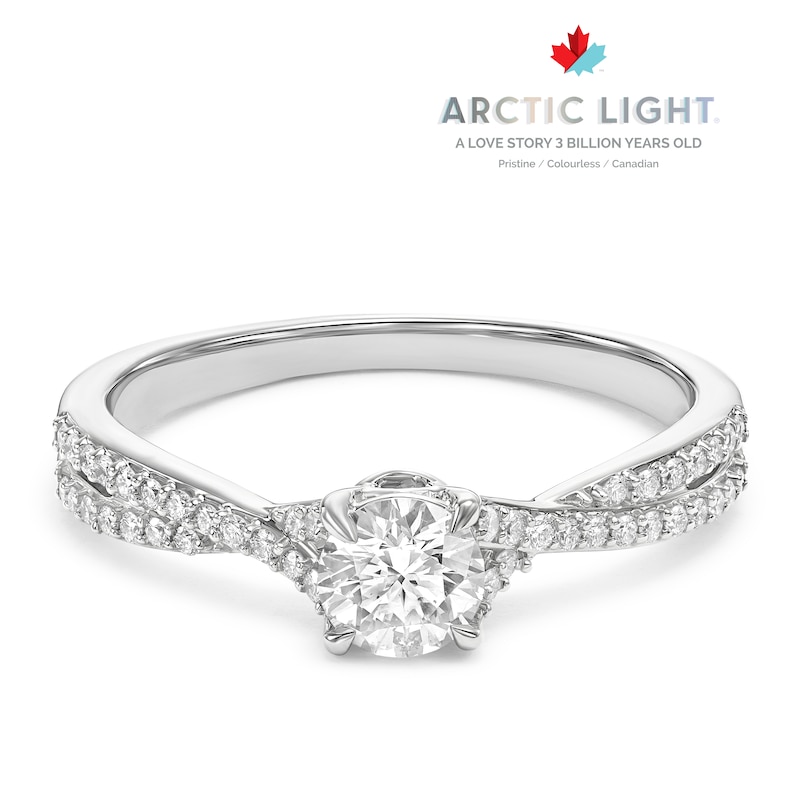 Main Image 1 of Engagement Ring Arctic Light Platinum Round Shaped Twist Solitaire 0.50ct Diamond Ring