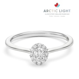 Engagement Ring Arctic Light 14ct White Gold Oval Shaped Halo 0.20ct Diamond Ring