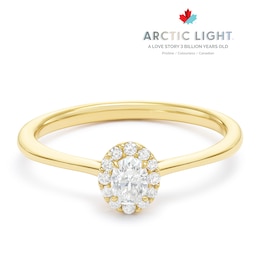 Engagement Ring Arctic Light 14ct Yellow Gold Oval Shaped Halo 0.20ct Diamond Ring