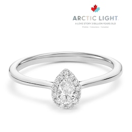 Engagement Ring Arctic Light 14ct White Gold Pear Shaped Halo 0.20ct Diamond Ring