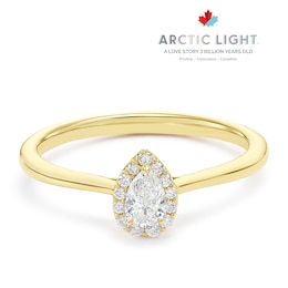 Engagement Ring Arctic Light 14ct Yellow Gold Pear Shaped Halo 0.20ct Diamond Ring