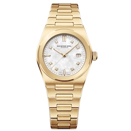 Raymond Weil A.R.T. Date 30mm Mother Of Pearl Diamond Dial & Gold Tone Watch
