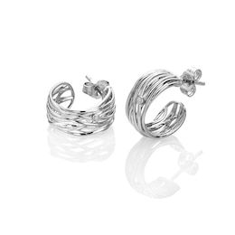 Hot Diamonds String Sterling Silver Diamond Hoop Earrings