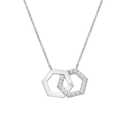 Hot Diamonds Sterling Silver White Topaz & Diamond Hexagon Necklace
