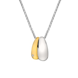 Hot Diamonds Two Tone Sterling Silver Droplet Pendant