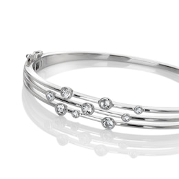 Hot Diamonds Tender Sterling Silver White Topaz & Diamond Statement Bangle