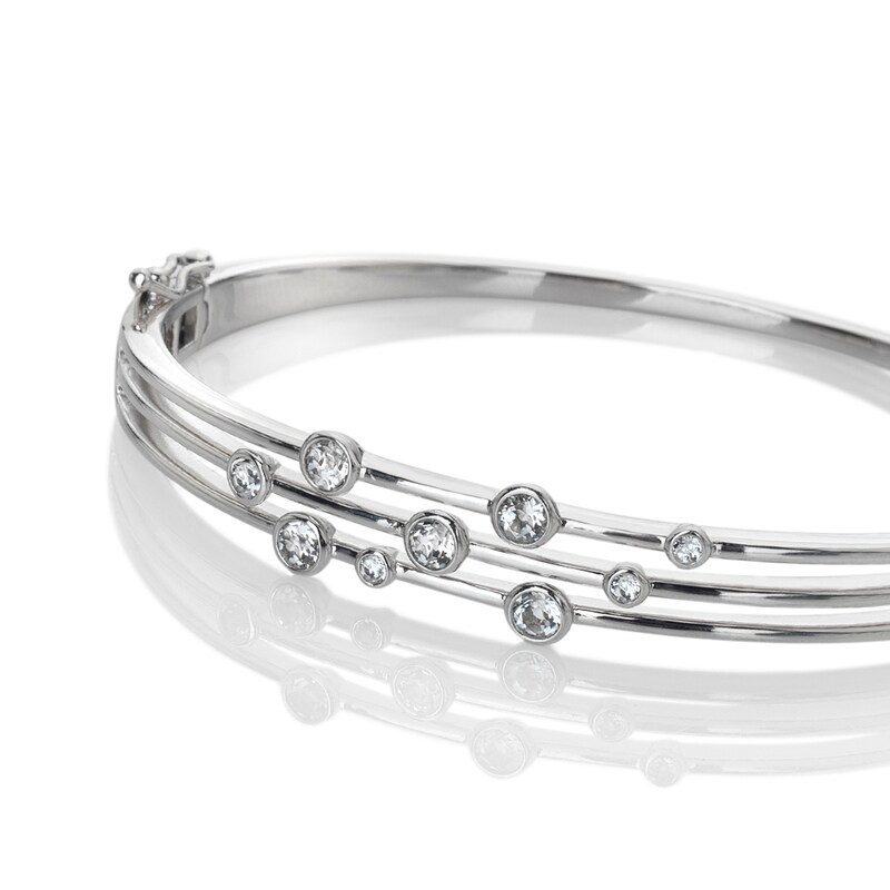 Main Image 1 of Hot Diamonds Tender Sterling Silver White Topaz & Diamond Statement Bangle