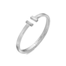 Hot Diamonds Sterling Silver Diamond Hammered T-Bar Bangle
