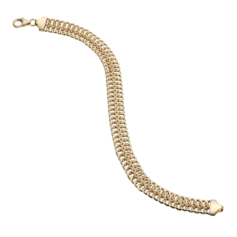 Main Image 1 of 9ct Gold Diamond 7.5" Cut Detail Bracelet