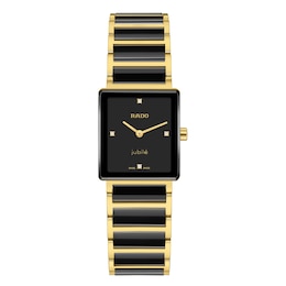 Rado Integral 23mm Black Diamond Dial & Yellow Gold PVD Ceramic Watch