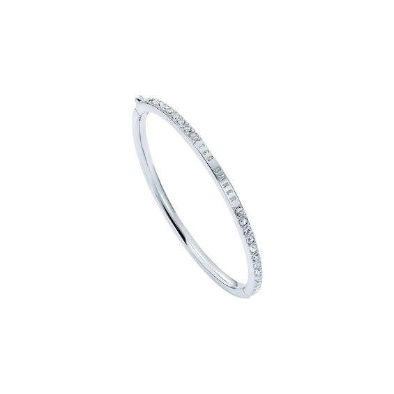 Ted Baker Women's Clear Crystal Silver Tone Claudia Narrow Hinged Bangle Bracelet - Image 4