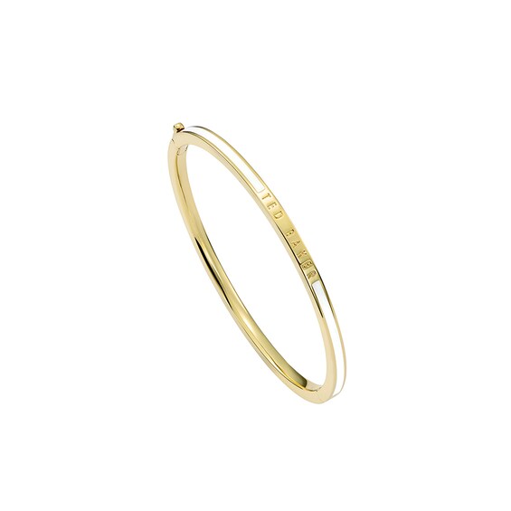 Ted Baker ROLEY: Gold Tone & White Enamel Classic Colour Slim Bangle Bracelet