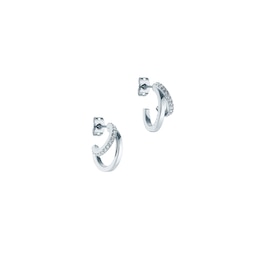 Ted Baker HELIAS: Silver Tone Crystal Double Hoop Earrings
