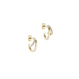 Ted Baker HELIAS: Gold Tone Crystal Double Hoop Earrings
