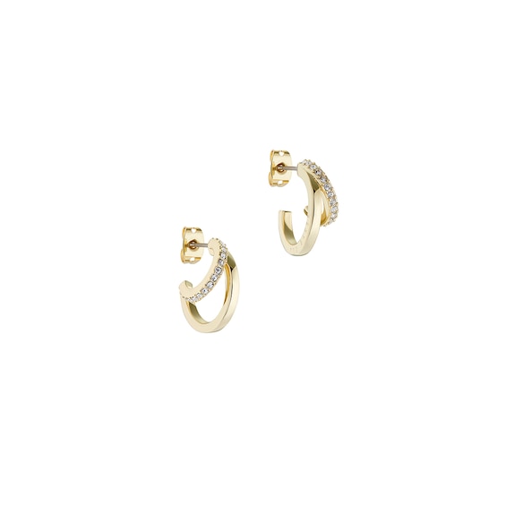 Women's Ted Baker Helias: Gold Tone Crystal Double Hoop Earrings