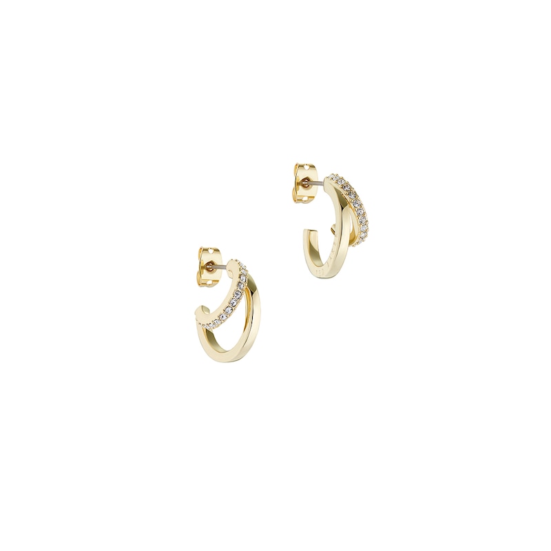 Main Image 1 of Ted Baker HELIAS: Gold Tone Crystal Double Hoop Earrings