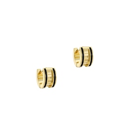 Ted Baker ROLO: Gold Tone & Black Enamel Classic Colour Roll Huggie Earrings