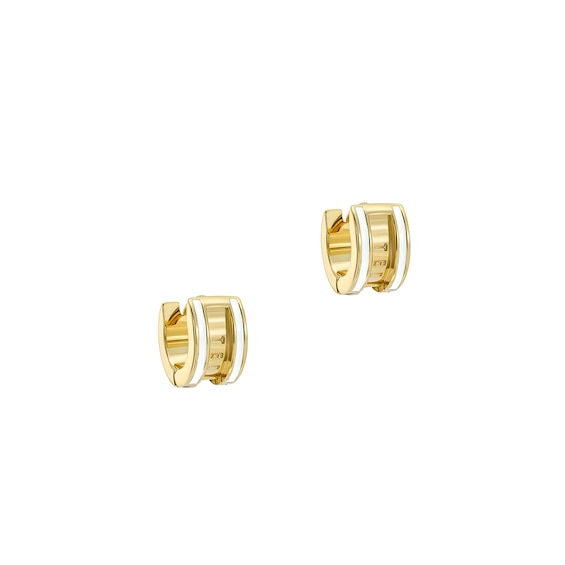 Women's Ted Baker Rolo: Gold Tone & White Enamel Classic Colour Roll Huggie Earrings