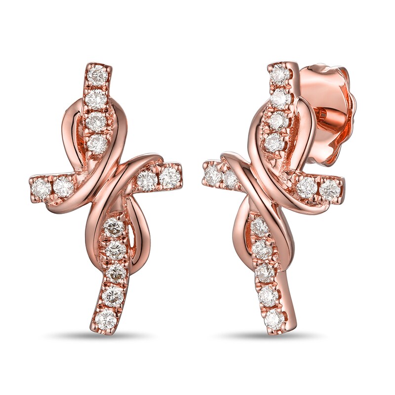 Le Vian 14ct Rose Gold 0.23ct Diamond Cross Earrings