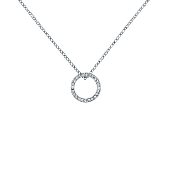 Ted Baker Unisex Kids Clear Crystal Silver Tone Heri: Crystal Hoop Pendant Necklace - Image 4