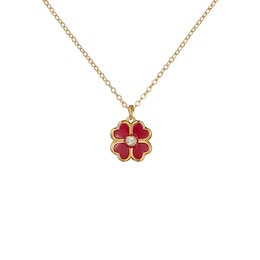 Ted Baker FERN: Gold-Tone Enamel Flower Pendant Necklace