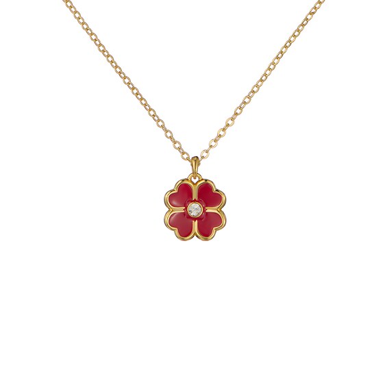 Ted Baker FERN: Gold-Tone Enamel Flower Pendant Necklace