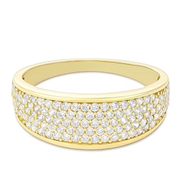 9ct Yellow Gold Cubic Zirconia Pavé Tapered Ring