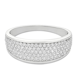 9ct White Gold Cubic Zirconia Pavé Tapered Ring