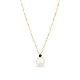 9ct Yellow Gold Cultured Freshwater Pearl Blue & Cubic Zirconia Pendant
