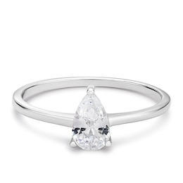 Sterling Silver Pear Cubic Zirconia Ring