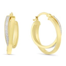 9ct Yellow Gold Stardust Twist Hoop Earrings