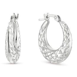 Sterling Silver Faceted Creole Earrings