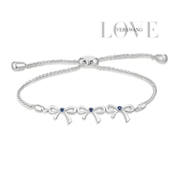 Vera Wang Sterling Silver Sapphire Bow Bolo Bracelet