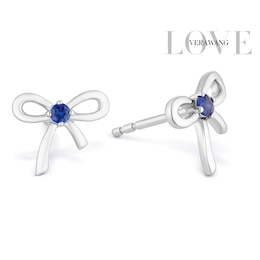 Vera Wang Sterling Silver Sapphire Bow Stud Earrings