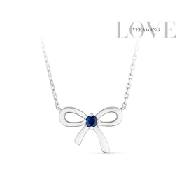 Vera Wang Sterling Silver Sapphire Bow Pendant Necklace