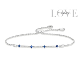 Vera Wang Sterling Silver 0.10ct Diamond & Sapphire Bolo Bracelet