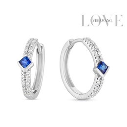 Vera Wang Sterling Silver Diamond & Sapphire Huggie Hoop Earrings