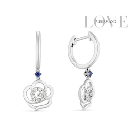 Vera Wang Sterling Silver 0.10ct Diamond & Sapphire Rose Huggie Hoop Earrings