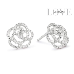 Vera Wang Sterling Silver 0.25ct Diamond Rose Stud Earrings