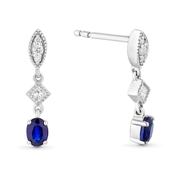 Vera Wang Sterling Silver Diamond & Sapphire Trilogy Drop Earrings
