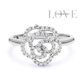 Vera Wang Sterling Silver 0.15ct Diamond Rose Ring