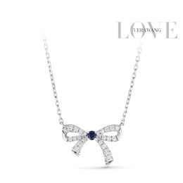Vera Wang Sterling Silver 0.15ct Diamond Sapphire Bow Necklace