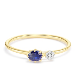 9ct Yellow Gold Cubic Zirconia & Created Sapphire Ring