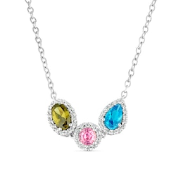 Sterling Silver Multicoloured Cubic Zirconia Trinity Pendant