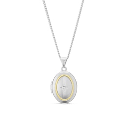 Sterling Silver & 9ct Yellow Gold Detail Diamond Locket Pendant