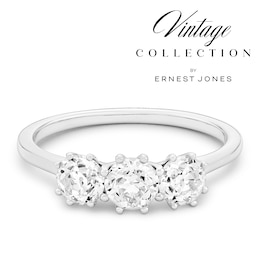 Engagement Ring Platinum Old Mine Cut Trilogy 1ct Diamond Ring