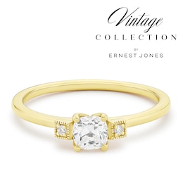 Engagement Ring 14ct Yellow Gold Old Mine Cut Trilogy 0.31ct Diamond Ring
