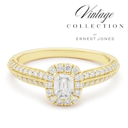 Engagement Ring 14ct Yellow Gold Old Mine Cut Halo 0.60ct Diamond Ring
