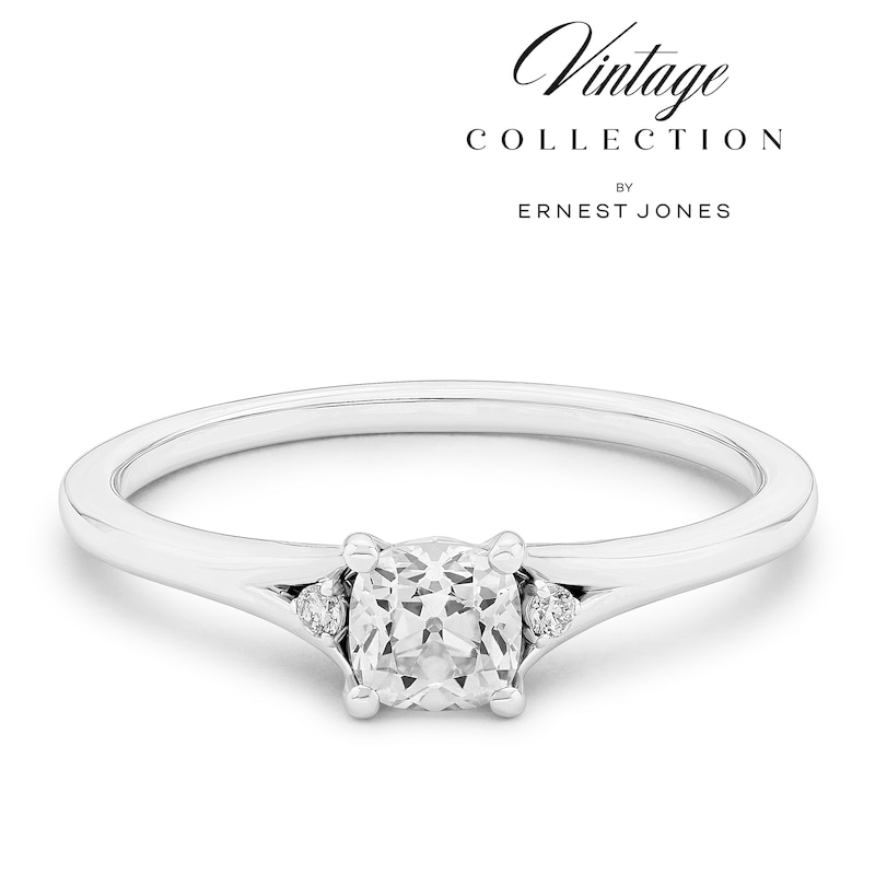 Main Image 1 of Engagement Ring Platinum Old Mine Cut Solitaire 0.41ct Diamond Ring